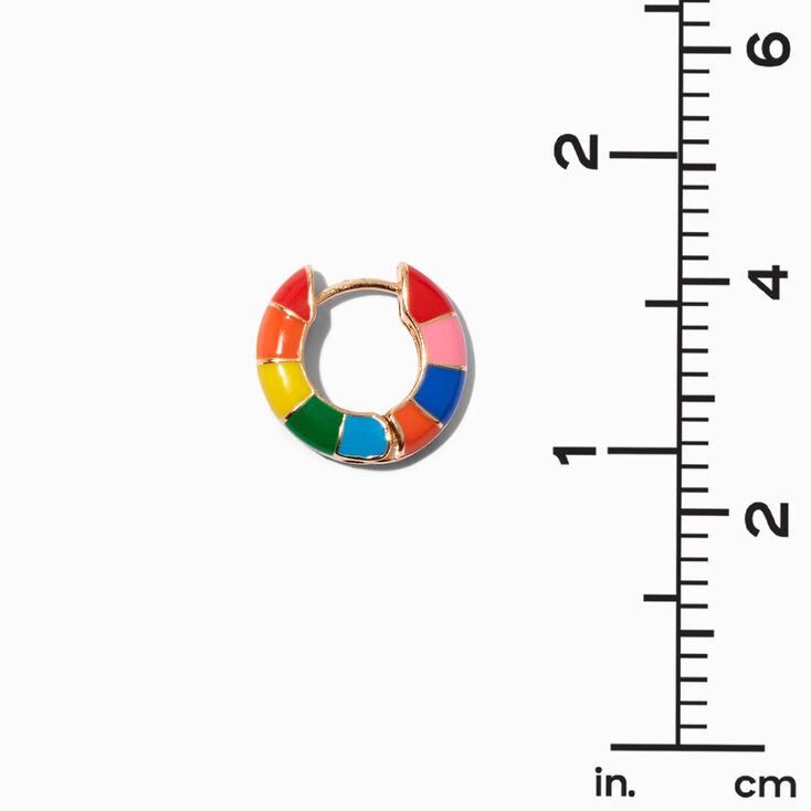 Gold Rainbow 10MM Huggie Hoop Earrings,