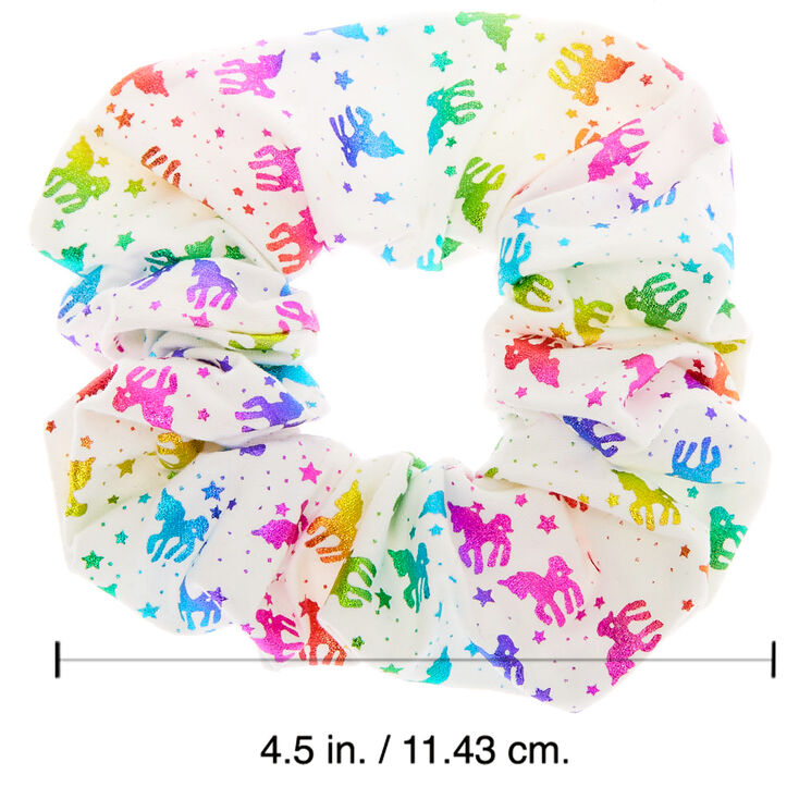 Medium Rainbow Unicorn Stars Hair Scrunchie - White,