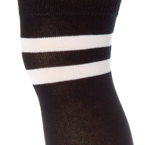 Over The Knee Striped Socks - Black,