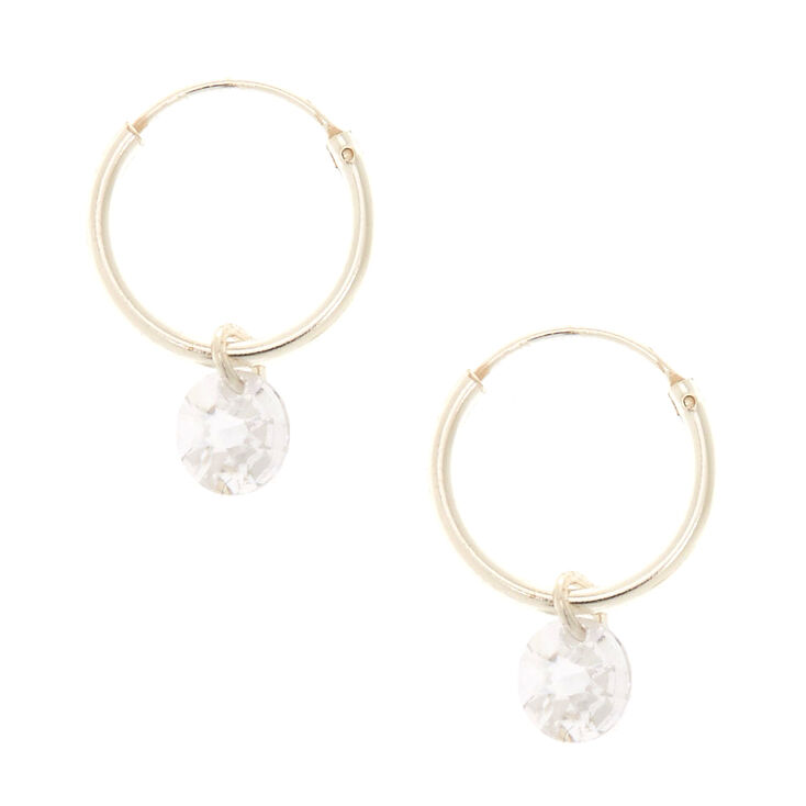 12mm Sterling Silver Cubic Zirconia Hoop Earrings Claire S Us 12mm Sterling Silver Cubic Zirconia Hoop Earrings