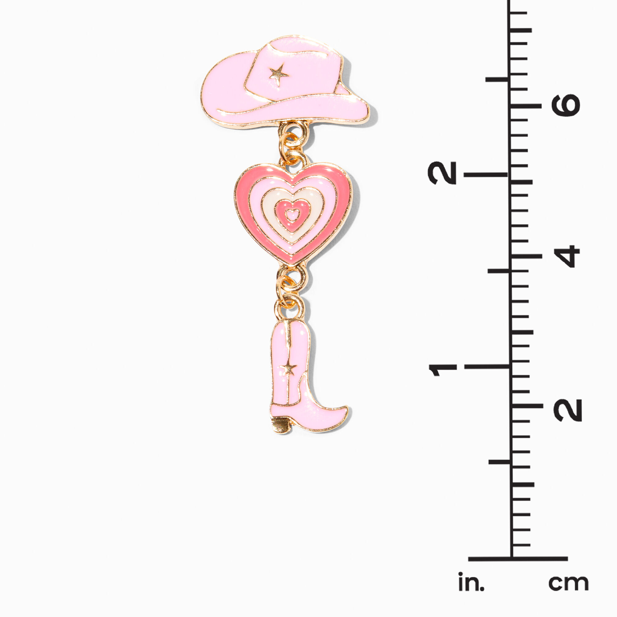 Pink Cowboy Hat & Boot Linear 2" Drop Earrings,