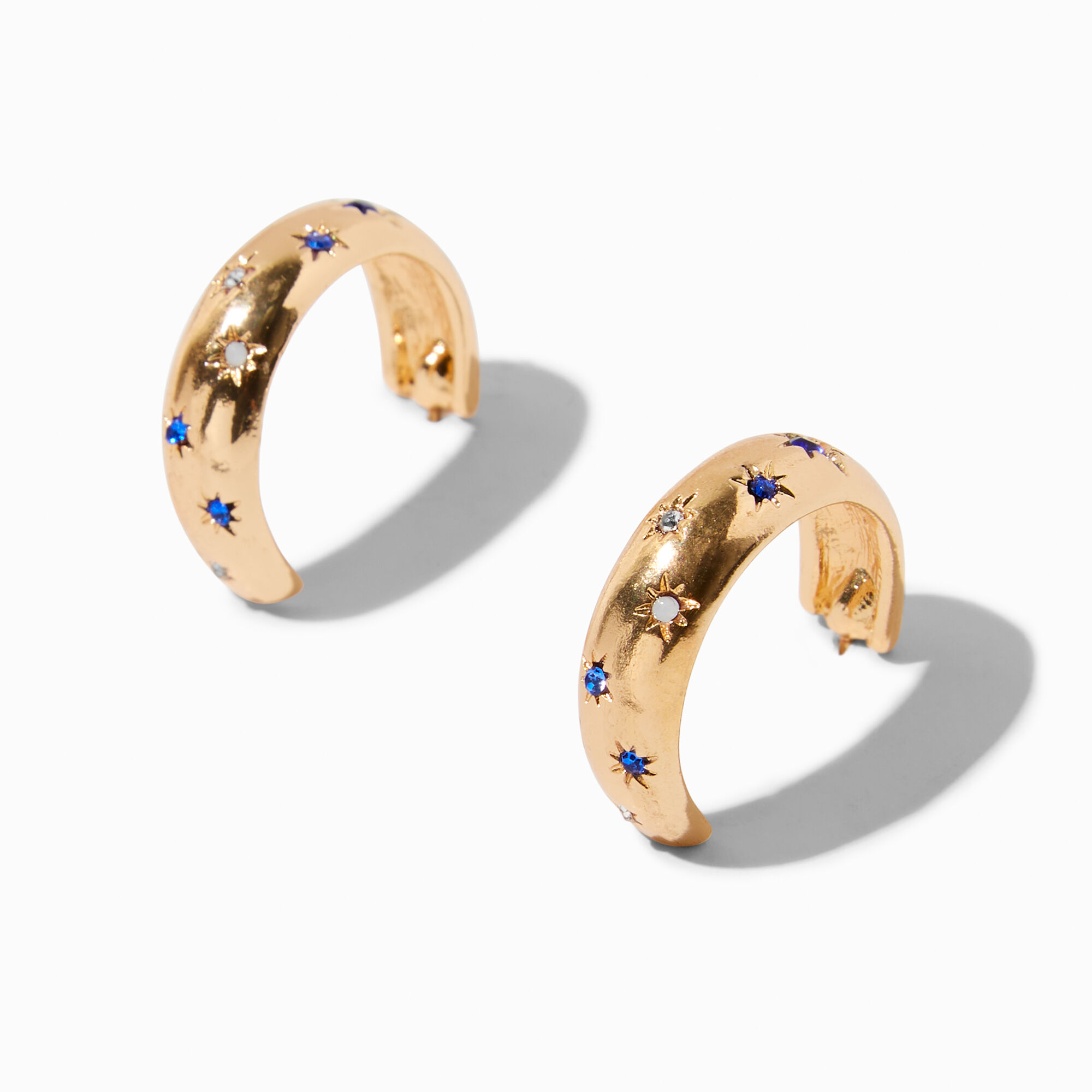 View Claires GoldTone Constellation 20MM Hoop Earrings Blue information