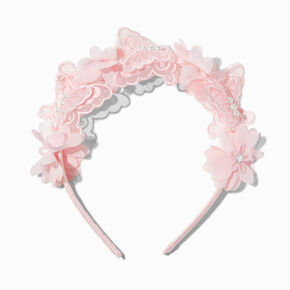 Claire&#39;s Club Special Occasion Pink Butterfly &amp; Floral Headband,