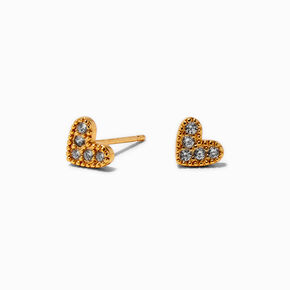 C LUXE by Claire&#39;s 18kt Gold Plated Cubic Zirconia Heart Stud Earrings,