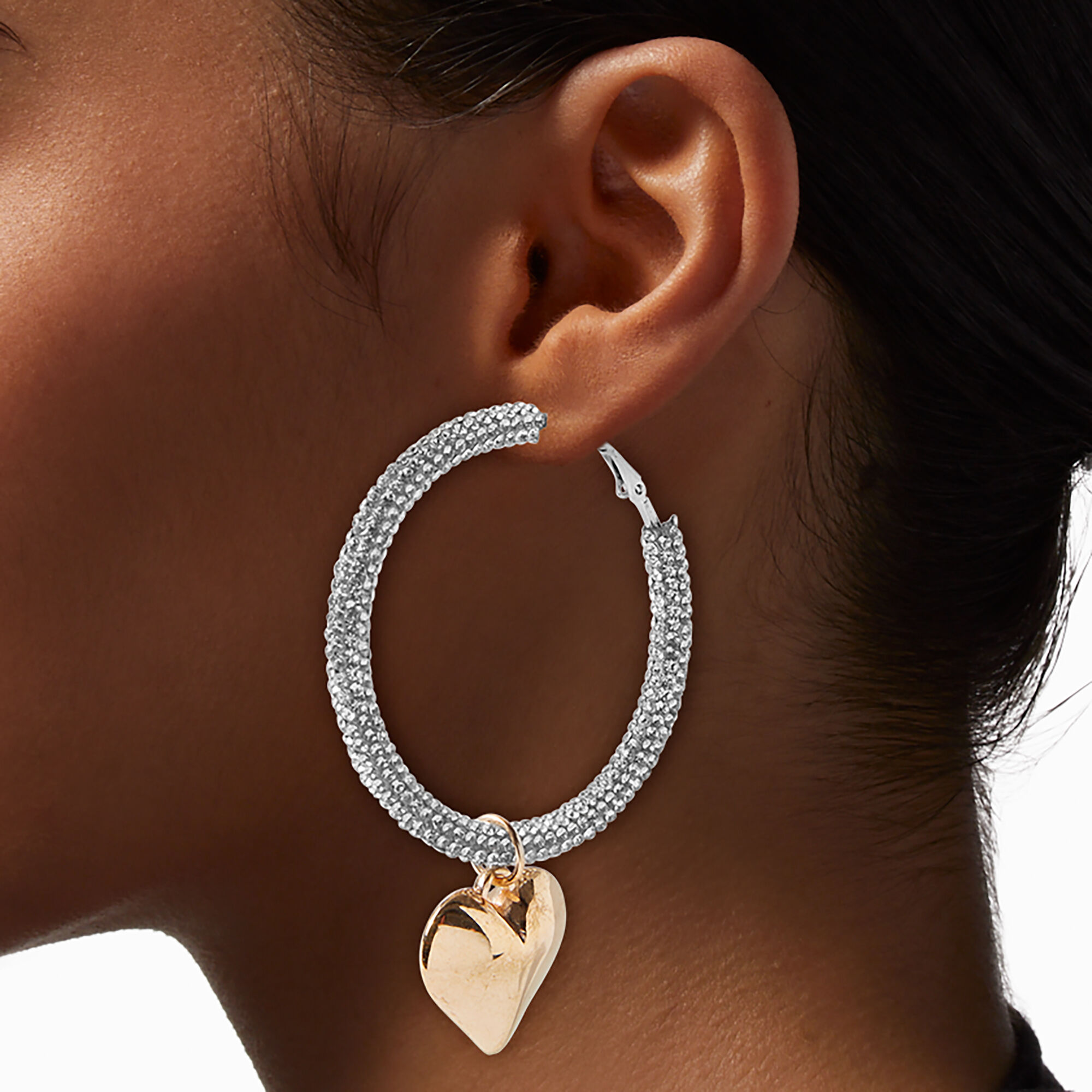 Claire's heart hoop earrings online