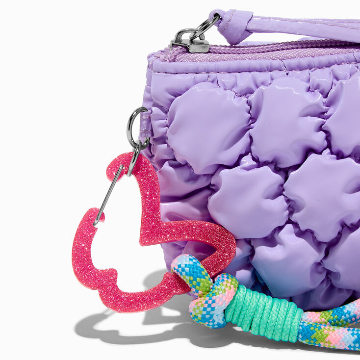 Purple Puffy Nylon Wristlet Coin Purse,