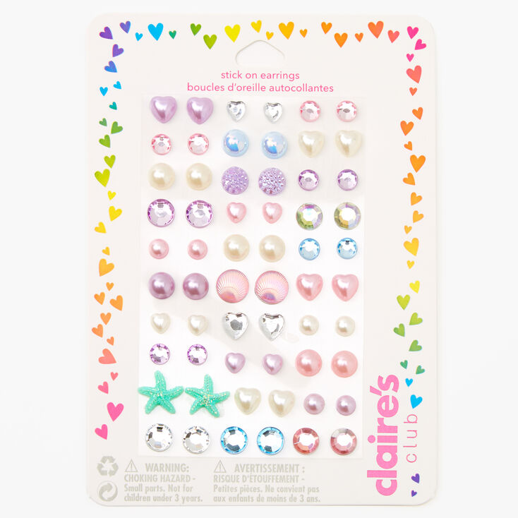 Claire&#39;s Club Mermaid Stick On Earrings - 30 Pack,