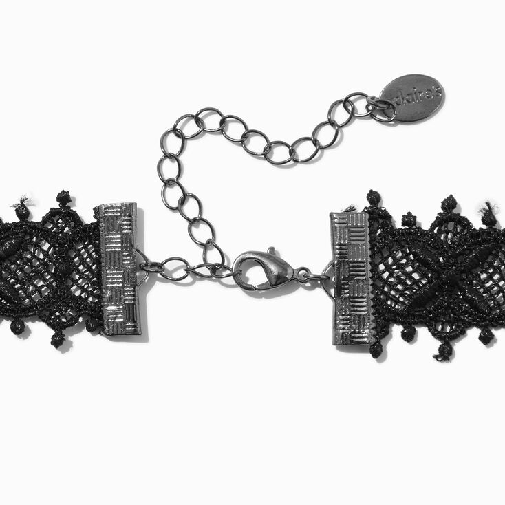 Ras-de-cou dentelle croix noir,