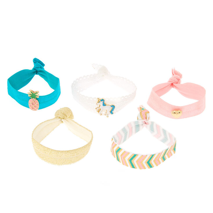 Summer Unicorn Ribbon Stretch Bracelets - 5 Pack,
