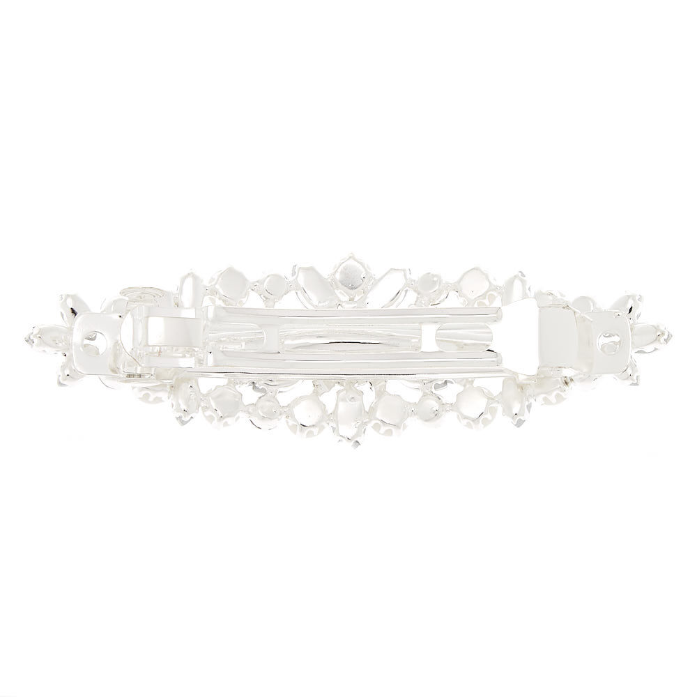 Barrette pour cheveux avec perles d’imitation couleur argenté et strass,