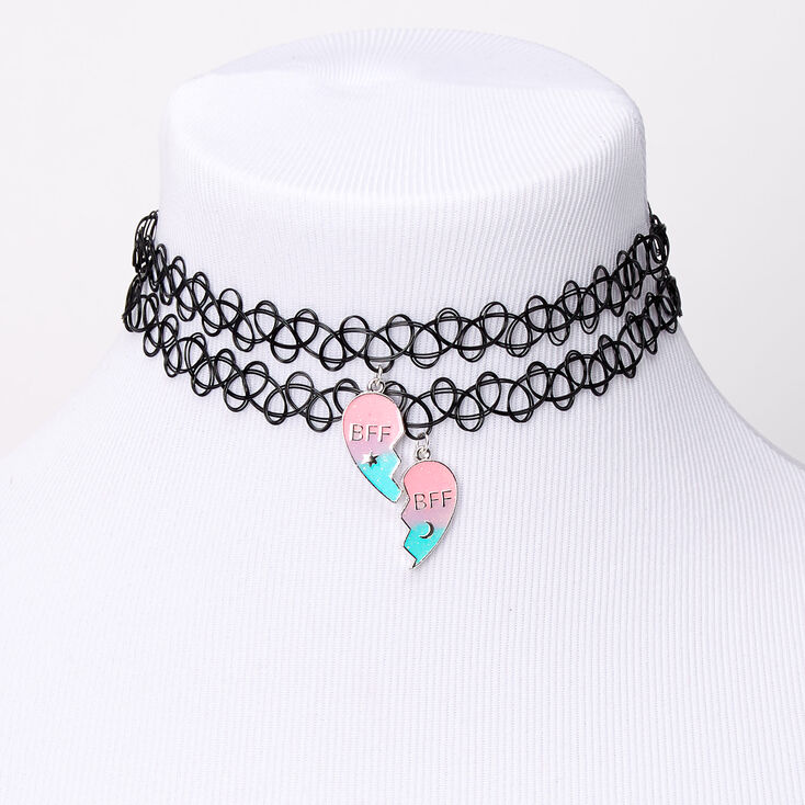 Best Friends Pastel Heart Glow In The Dark Tattoo Choker Necklaces 2 Pack Claire S