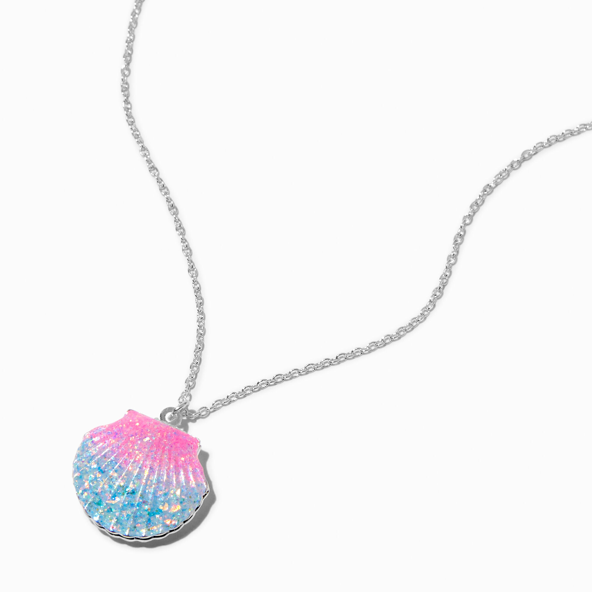View Claires Clam Shell Locket Pendant Necklace Silver information