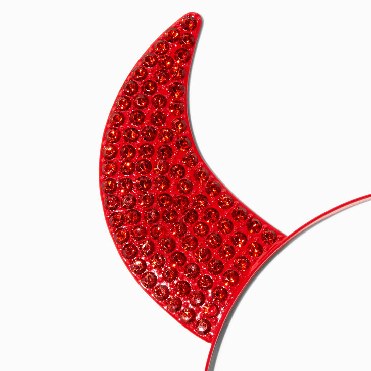 Gem Studded Red Devil Horns Headband,