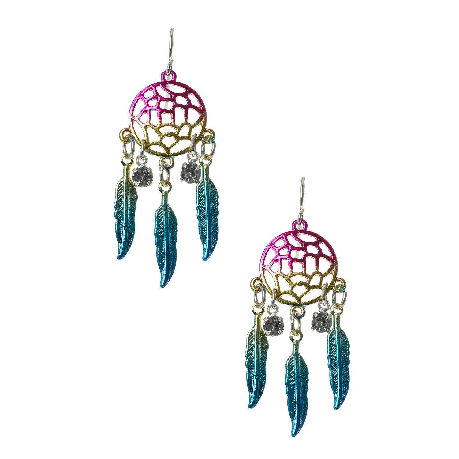 Rainbow Dreamcatcher Drop Earrings