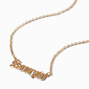 Gold-tone Gothic Zodiac Pendant Necklace - Scorpio,