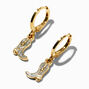 18K Gold Plated 8MM Glitter Cowgirl Boots Huggie Hoop Earrings,