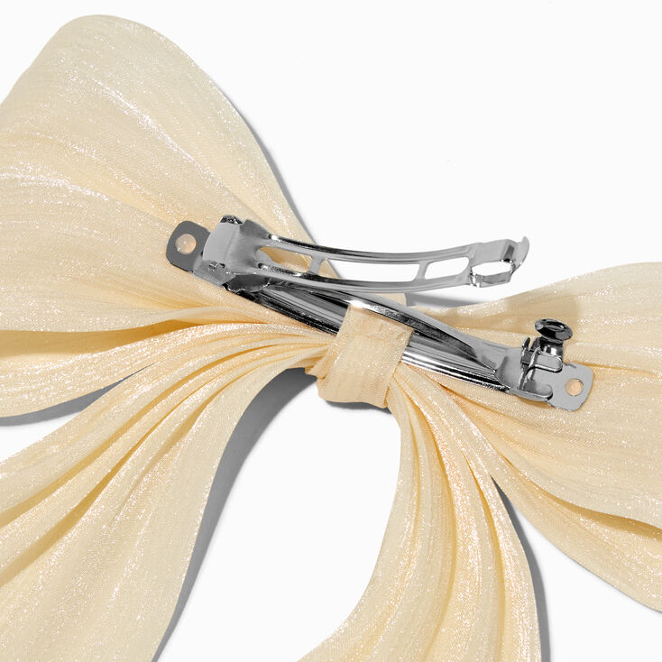 Ivory Organza Hair Bow Clip,