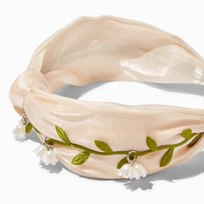 Ivory Vine &amp; Flower Dangle Knotted Headband,
