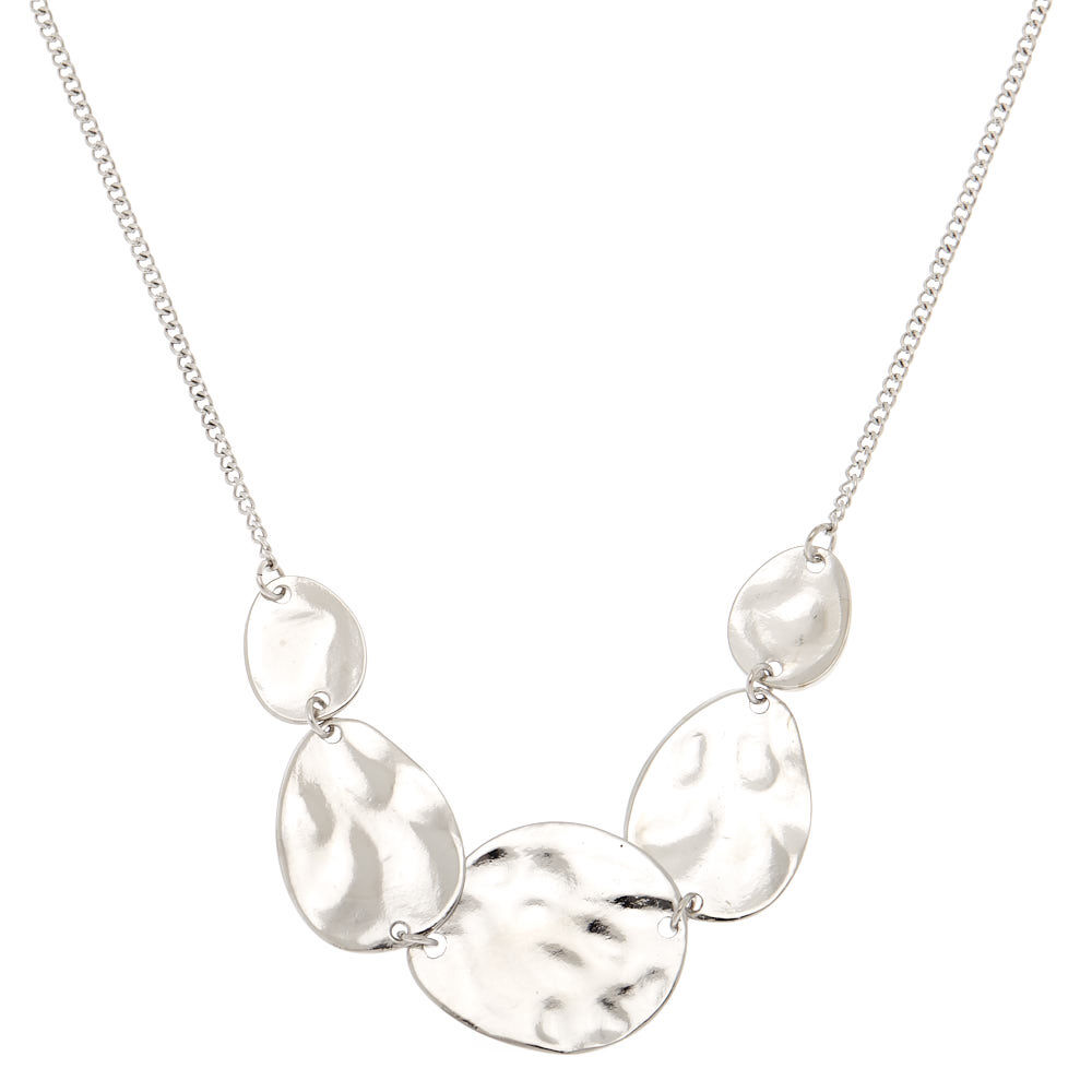 Hammered Silver Statement Necklace,