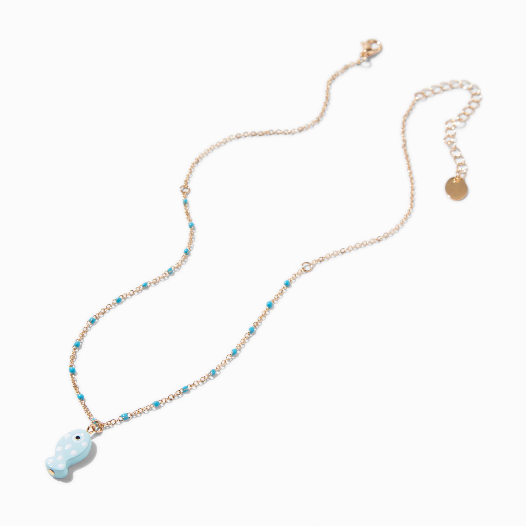 Blue Fish Pendant Necklace,