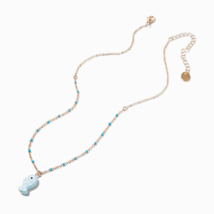 Blue Fish Pendant Necklace,