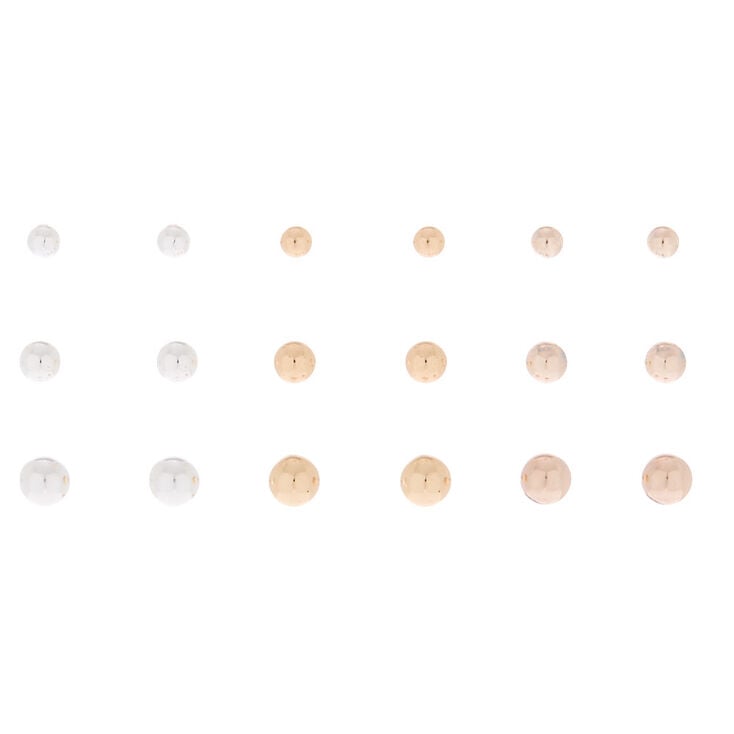 Claire's Lot de 9 clous d'oreille à effet gradué en métaux mixtes