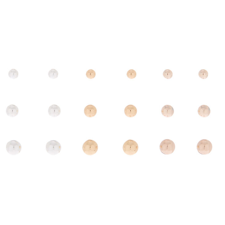Claire's Lot de 9 clous d'oreille à effet gradué en métaux mixtes