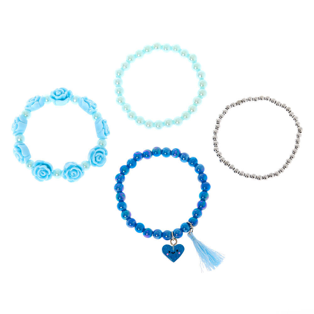 Claire's Club Stretch Bracelets - Blue, 4 Pack,