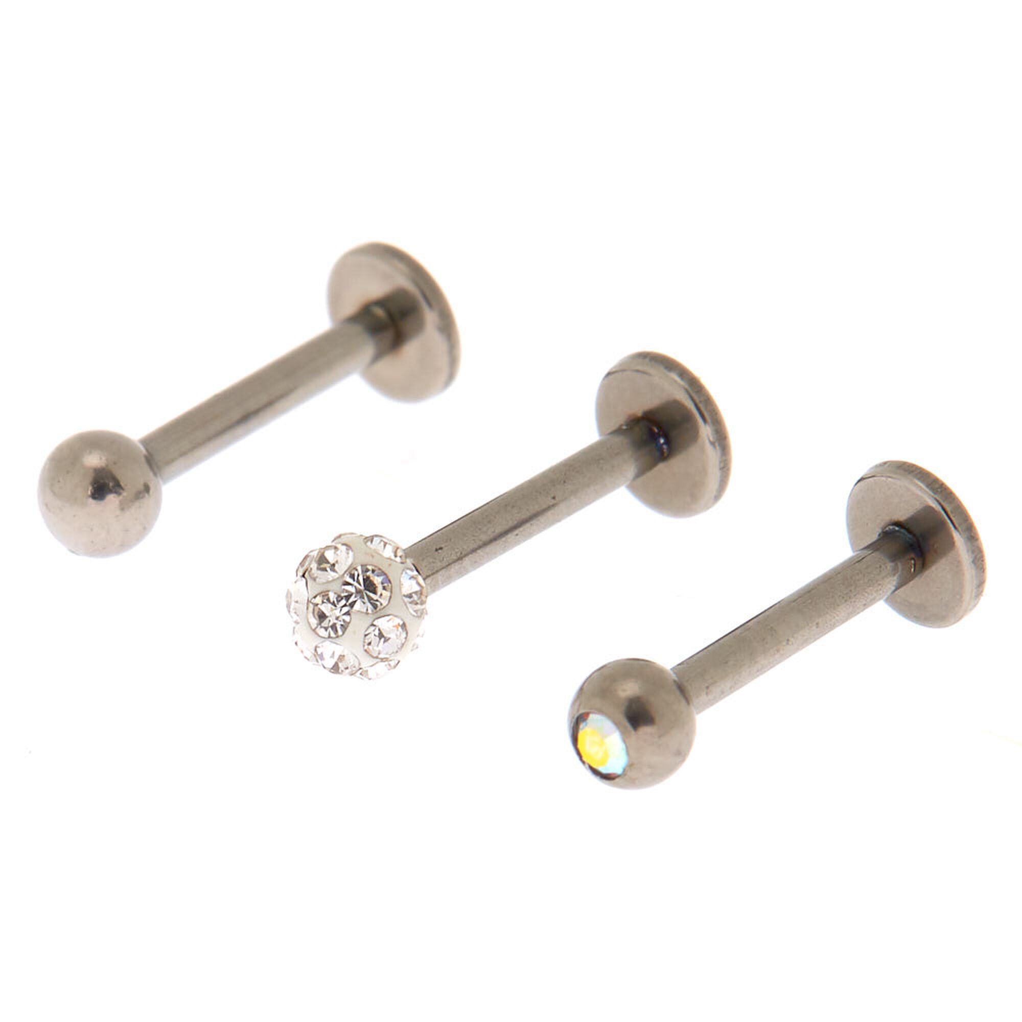 Titanium Gemstone Flat Back Labret Stud Earrings 16g 5/16-3/8 Internally Threaded Ear Piercing Studs 16g 3/8 / Blurple