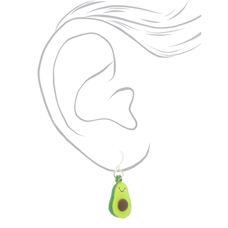 Silver 1&quot; Squish Avocado Drop Earrings - Green,