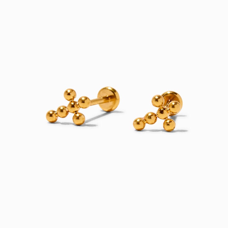 C LUXE by Claire&#39;s Gold-tone Titanium Ball Cross Flat Back Stud Earrings,