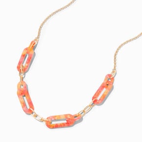 Pink &amp; Orange Chunky Link Chain Necklace,