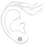Silver-tone Cubic Zirconia 3mm, 4mm, &amp; 5mm Square Stud Earrings - 3 Pack,