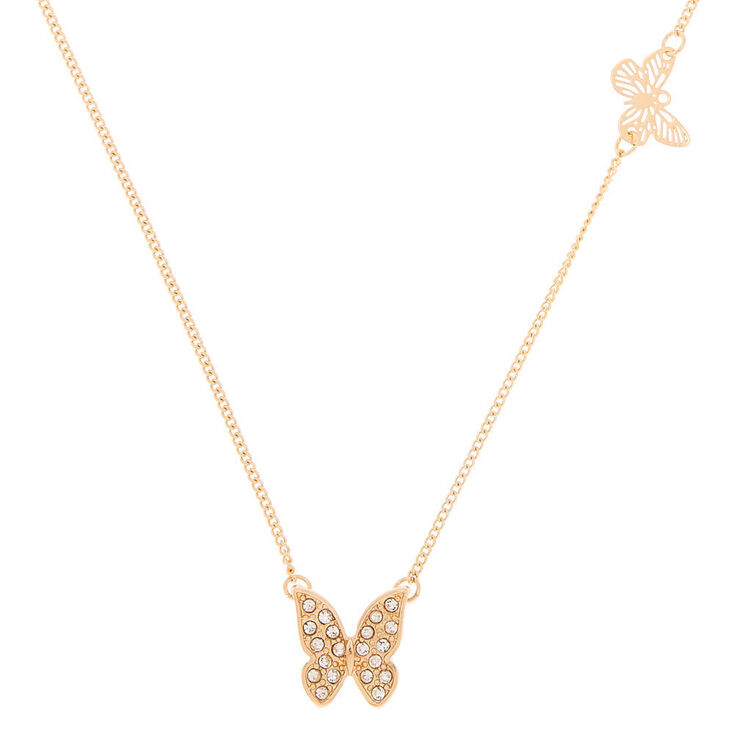 Gold Butterfly Pendant Necklace,