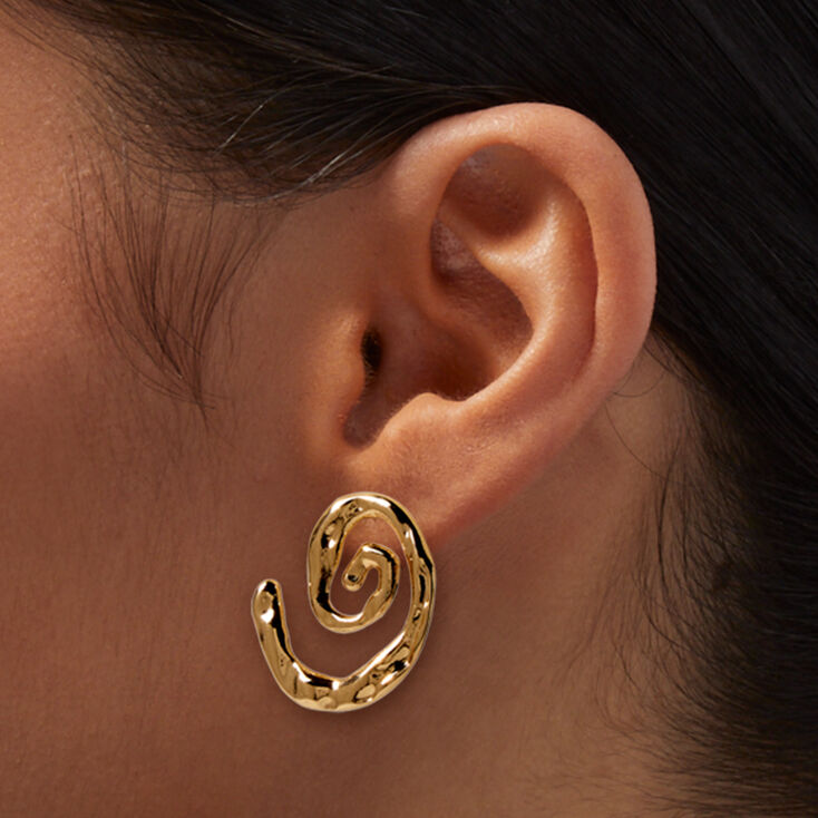 Clous d&#39;oreilles tourbillon en spirale couleur dor&eacute;e,