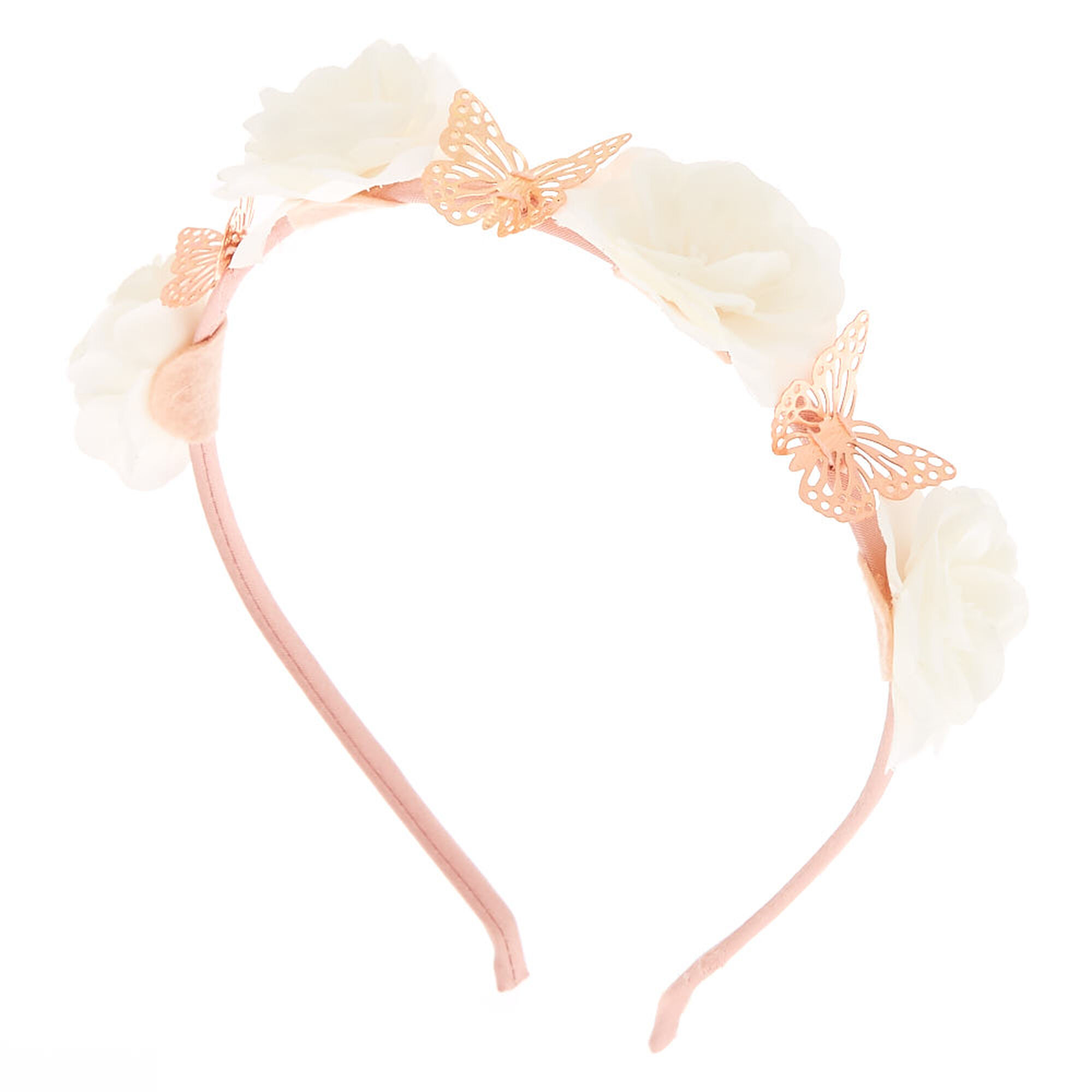 View Claires Flower Butterfly Headband Ivory information