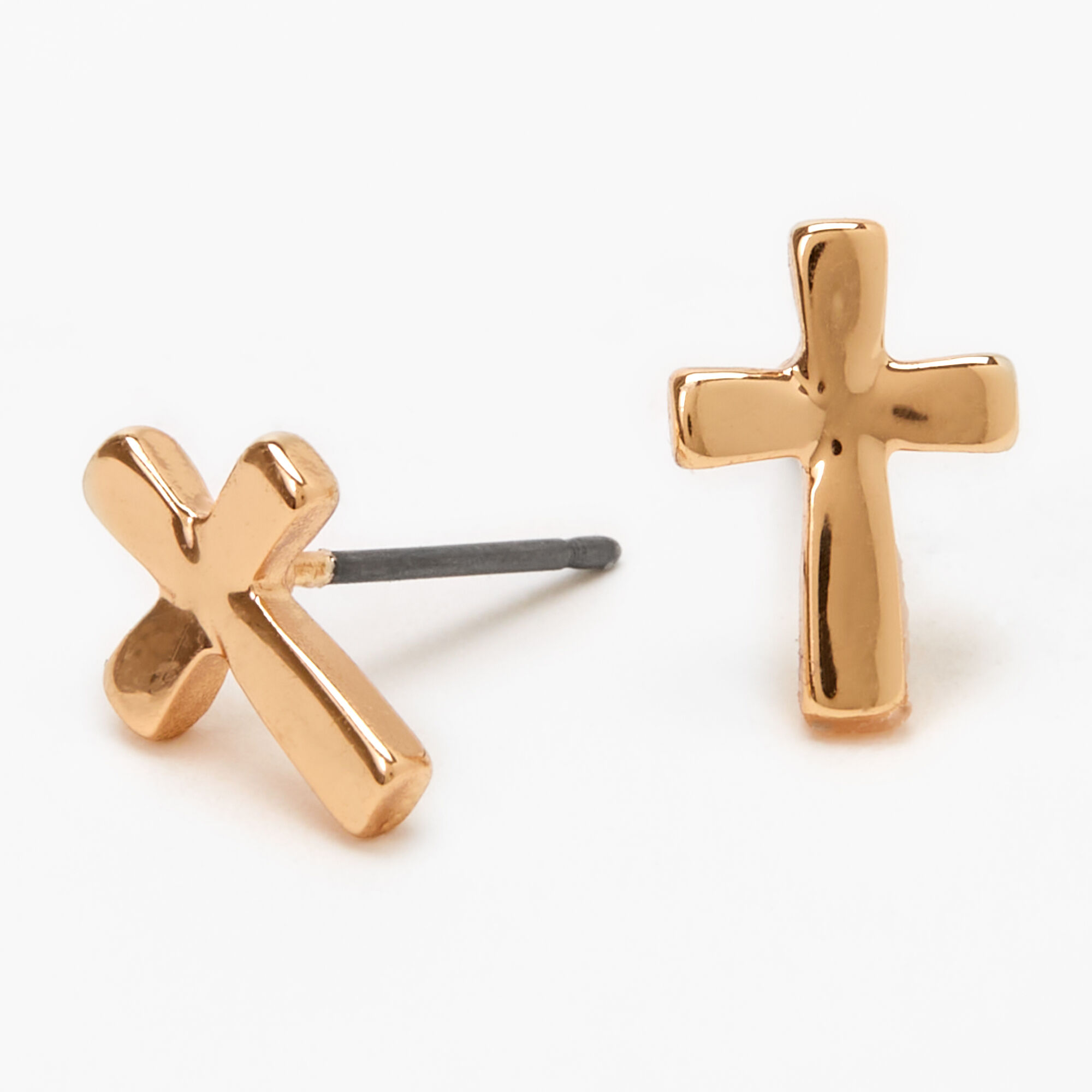 View Claires Tone Cross Stud Earrings Gold information