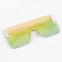 Faded Rainbow Lens Shield Sunglasses - White,