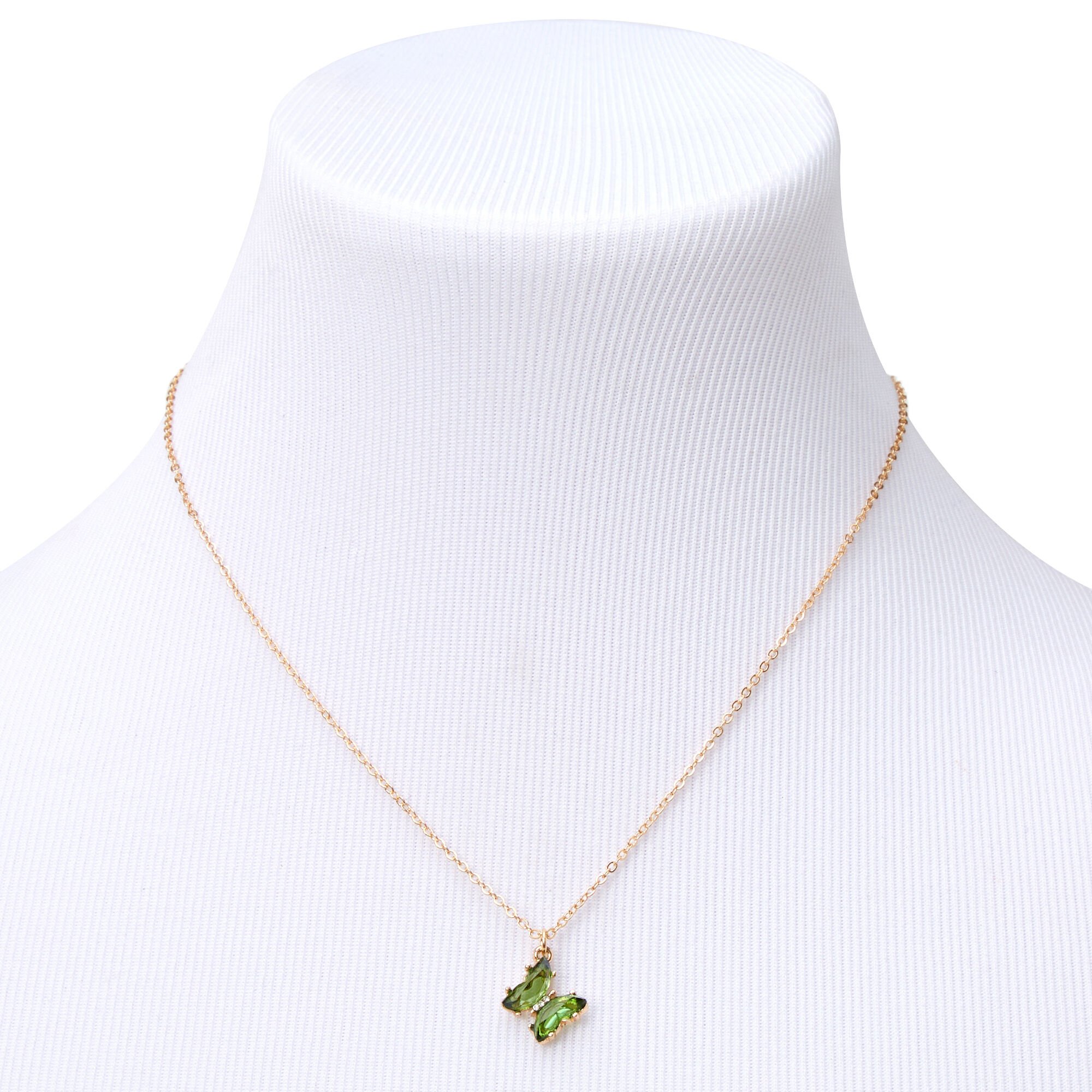 Butterfly Birthstone Gold-tone Pendant Necklace,