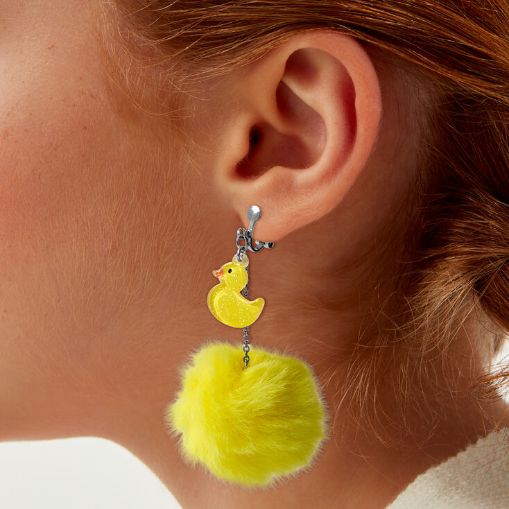 Pendantes &agrave; clip pompon et canard en plastique,