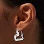 Silver-tone Abstract Heart Hoop Earrings,