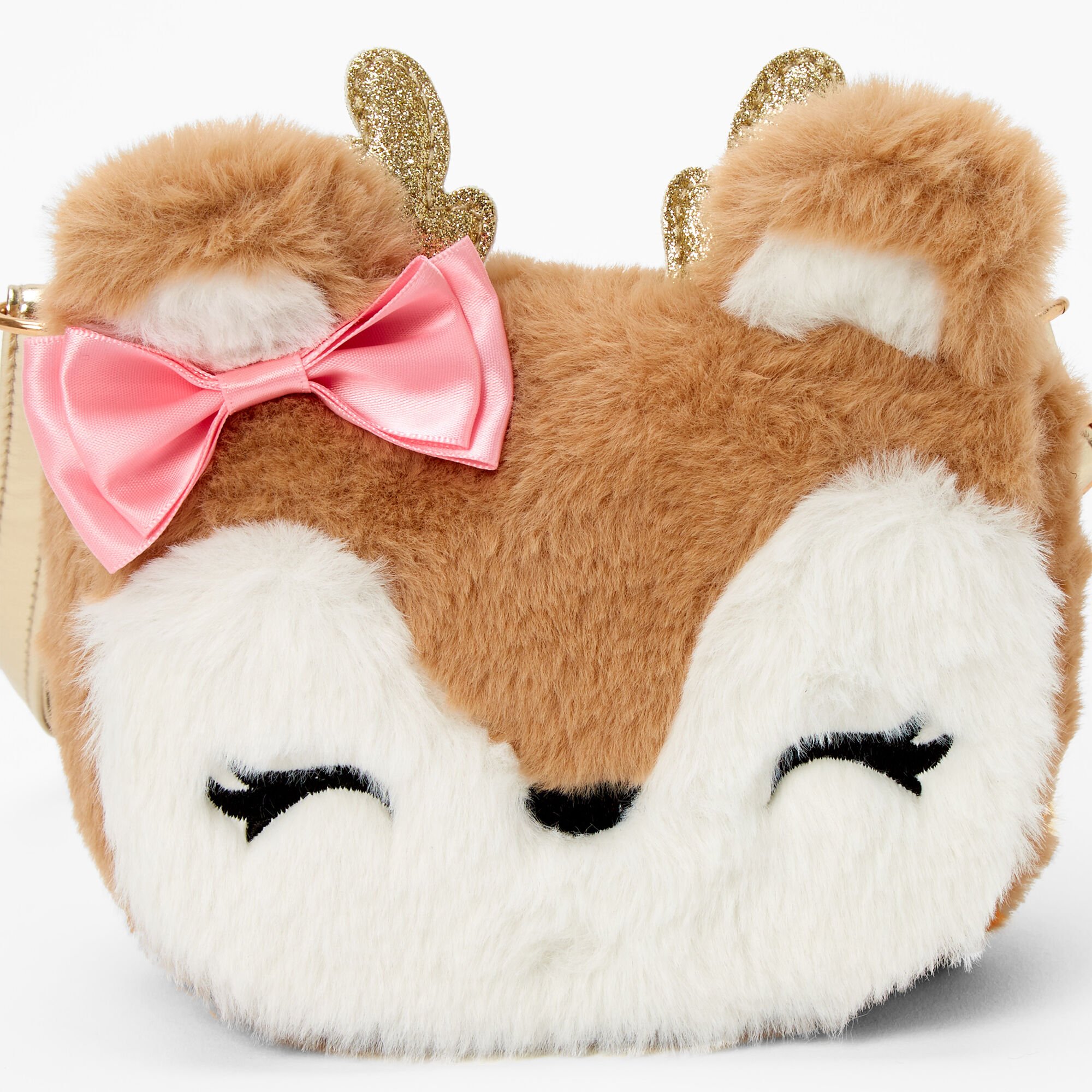 Claire's Club Furry Deer Crossbody Bag,