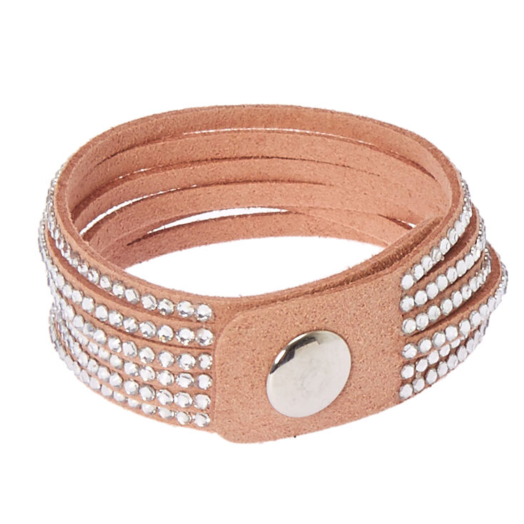 Studded Layered Wrap Bracelet - Pink,