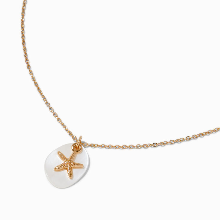 Opal &amp; Gold-tone Enamel Starfish Pendant Necklace,