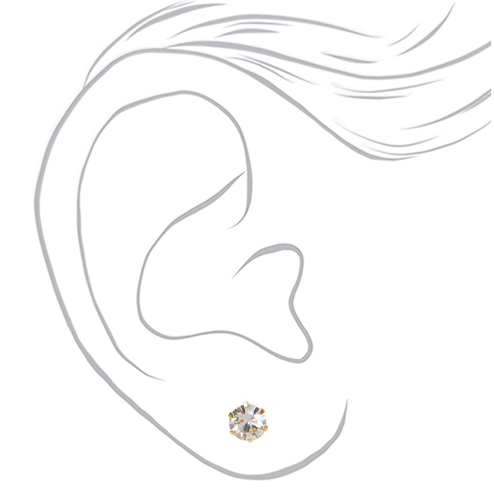 Mixed Metal Graduated Crystal Stud Earrings - 9 Pack,