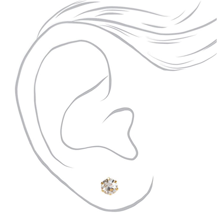 Mixed Metal Graduated Crystal Stud Earrings - 9 Pack,