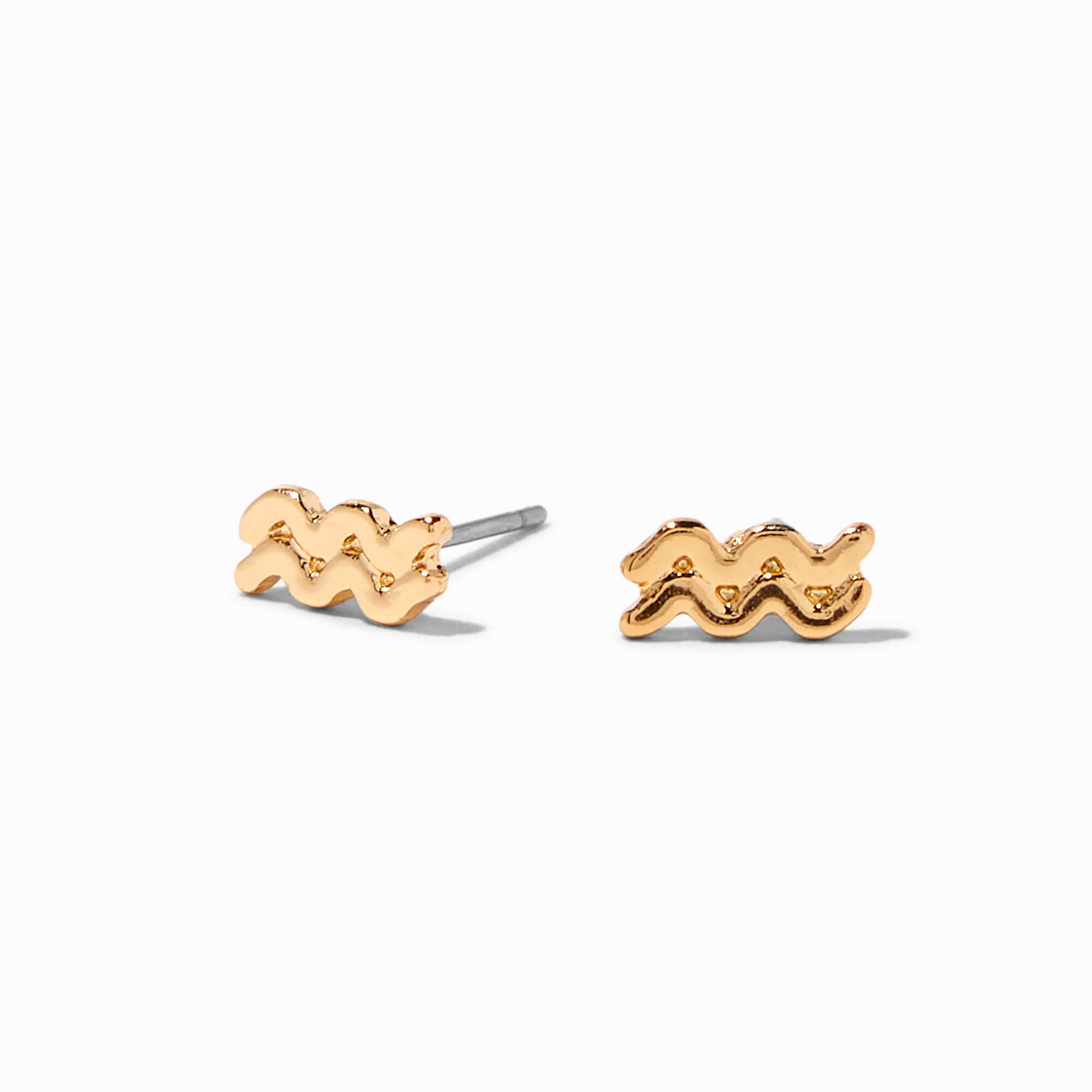 Gold Zodiac Stud Earrings - Aquarius,