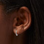 C LUXE by Claire&#39;s Sterling Silver 8mm Cubic Zirconia Pav&eacute; Clicker Hoop Earrings,