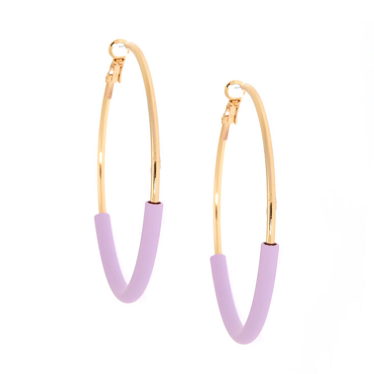 Rubber 60mm Wrapped Hoop Earrings Lavender Claire S Us