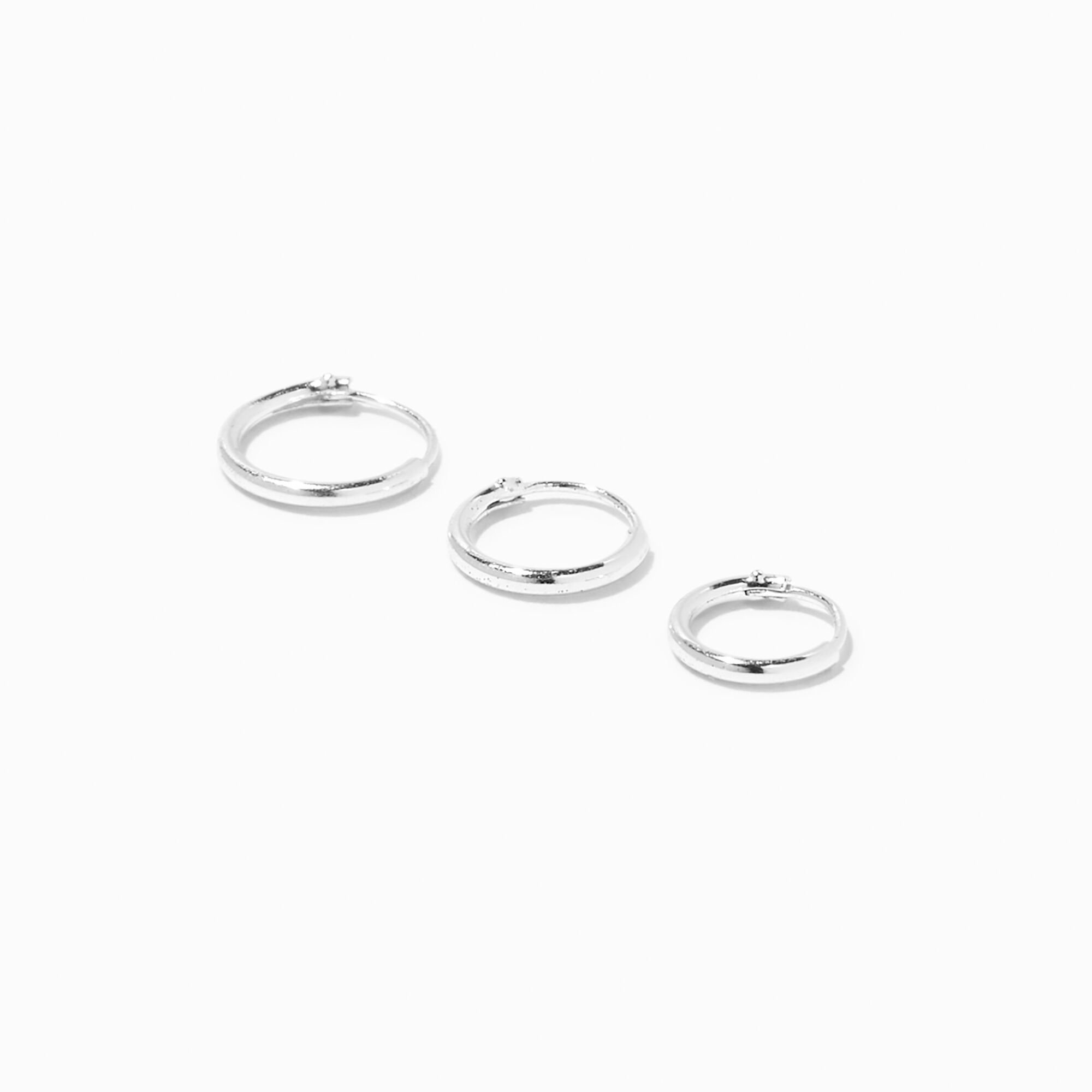 View Claires 22G Helix Endless Hoop Earrings 3 Pack Silver information